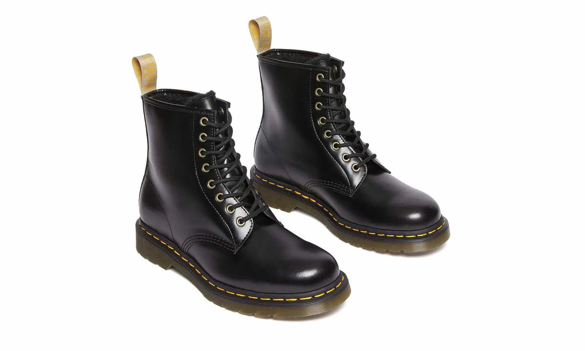 Damen Dr. Martens 1460 Boot Black Norfolk Flat & Black Borg Fleece