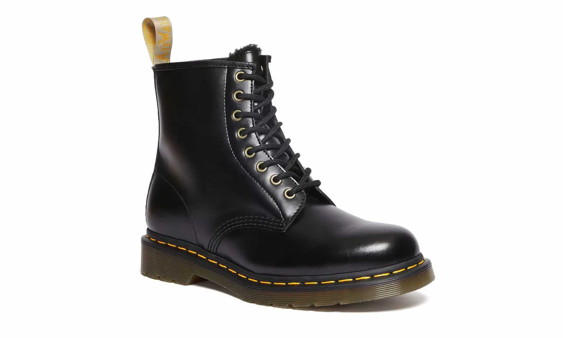 Damen Dr. Martens 1460 Boot Black Norfolk Flat & Black Borg Fleece