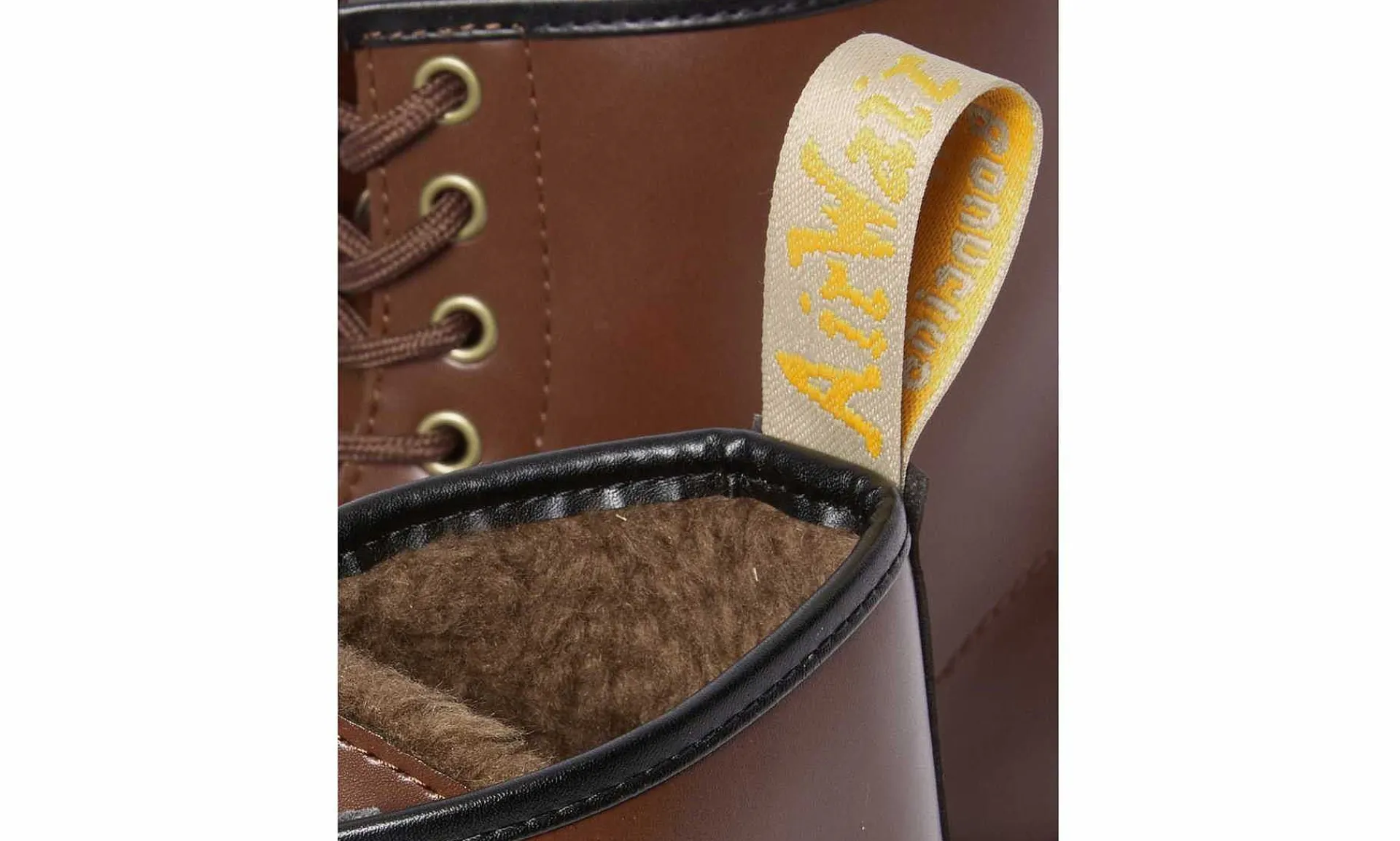 Damen Dr. Martens 1460 Boot Brown Norfolk Flat & Brown Borg Fleece