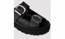 Damen Bohema Buckle Slides Black