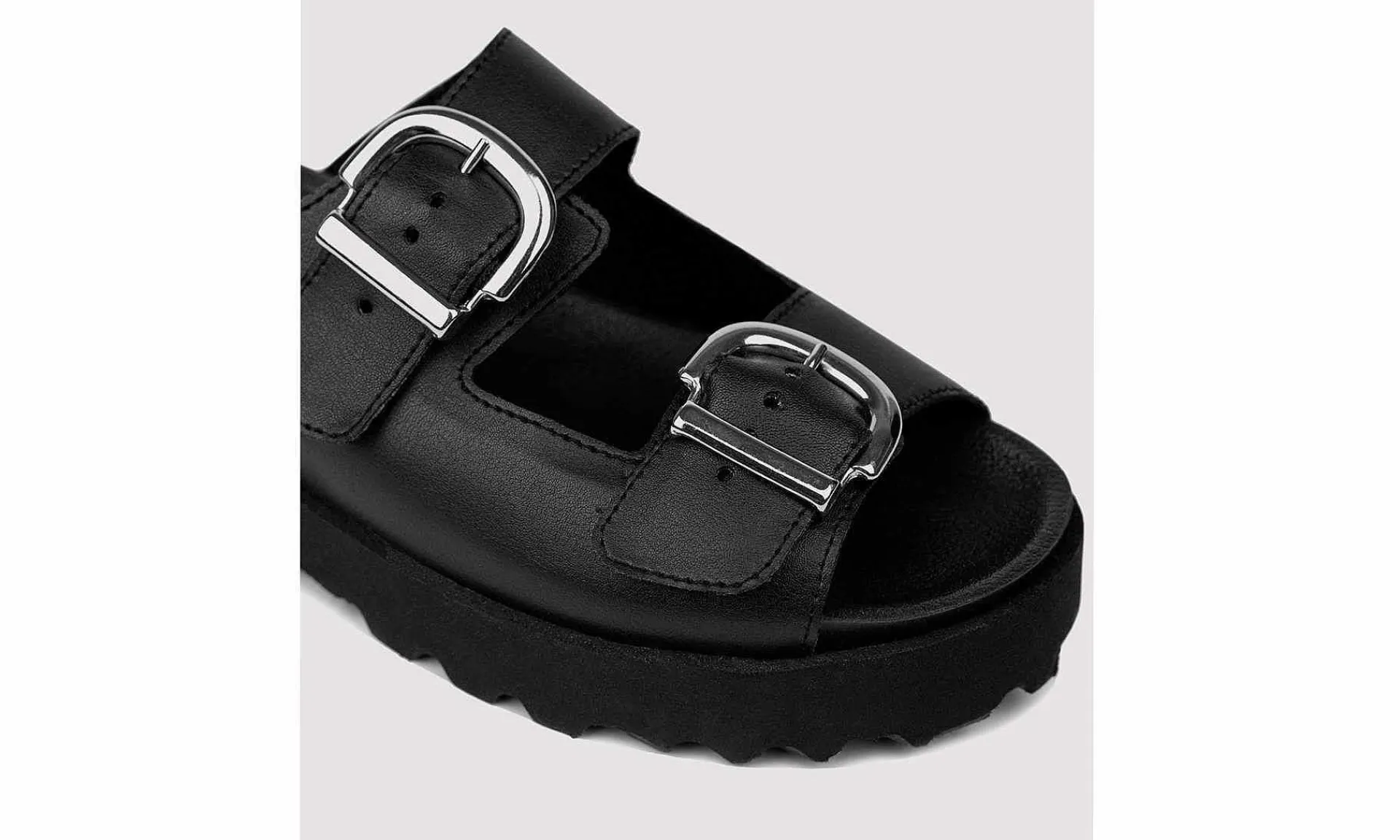 Damen Bohema Buckle Slides Black