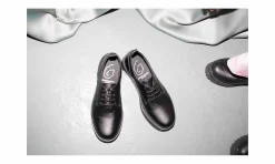 Damen Green Laces Farah Chunky Derby Black