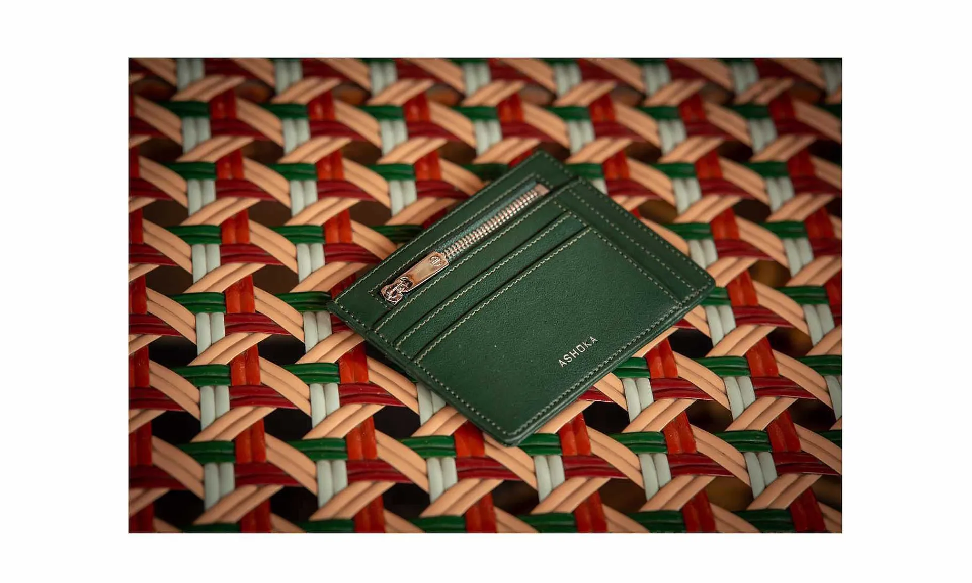 Accessoires ASHOKA Paris Porte Cartes Zippe Apple Skin Green