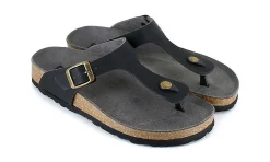 Damen Vegetarian Shoes Toe Post Sandal Black