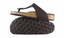 Damen Vegetarian Shoes Toe Post Sandal Brown