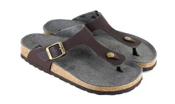 Damen Vegetarian Shoes Toe Post Sandal Brown