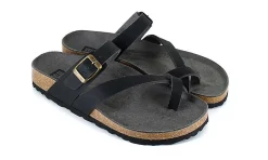 Damen Vegetarian Shoes Toe Strap Sandal Black