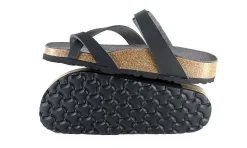 Damen Vegetarian Shoes Toe Strap Sandal Black