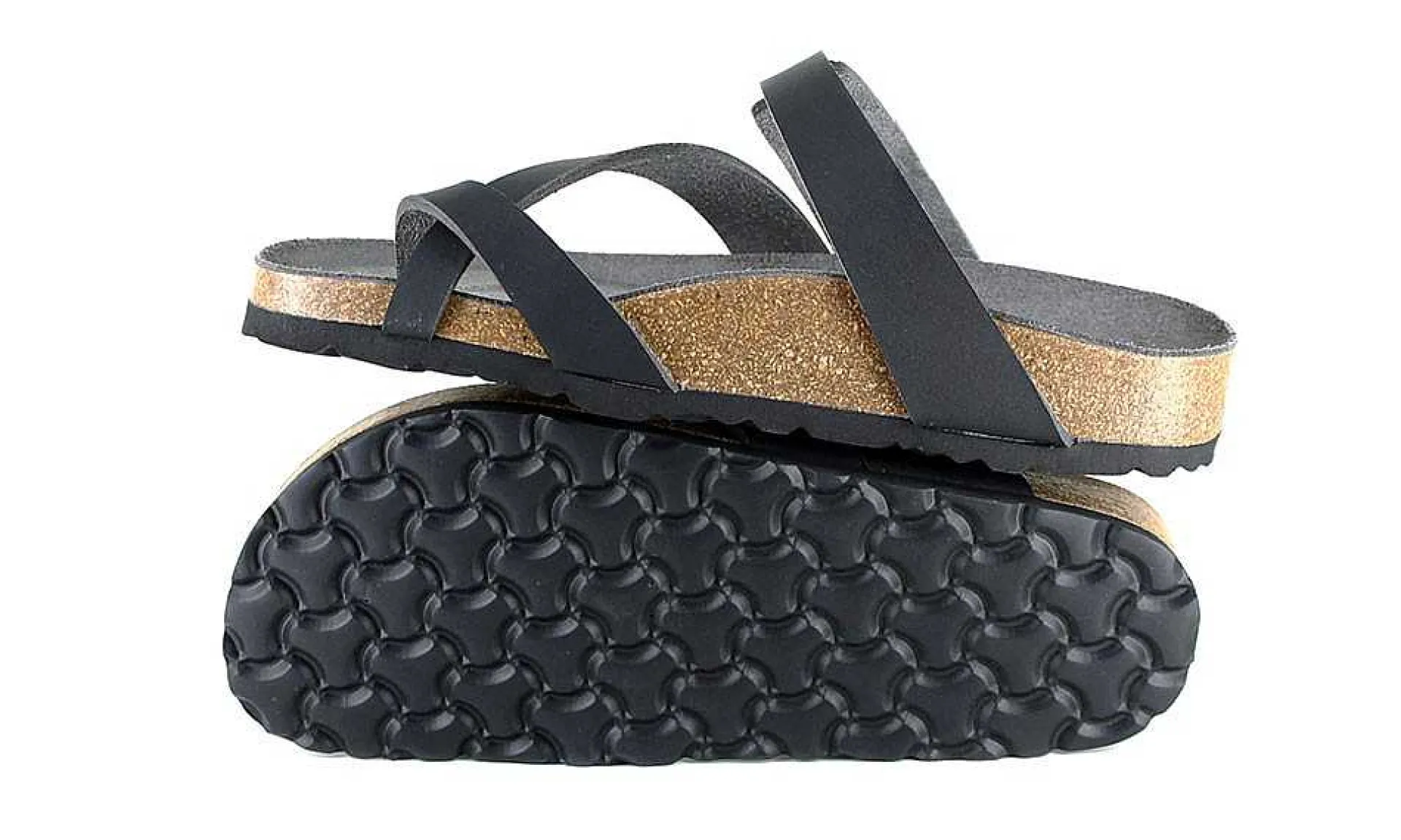 Damen Vegetarian Shoes Toe Strap Sandal Black