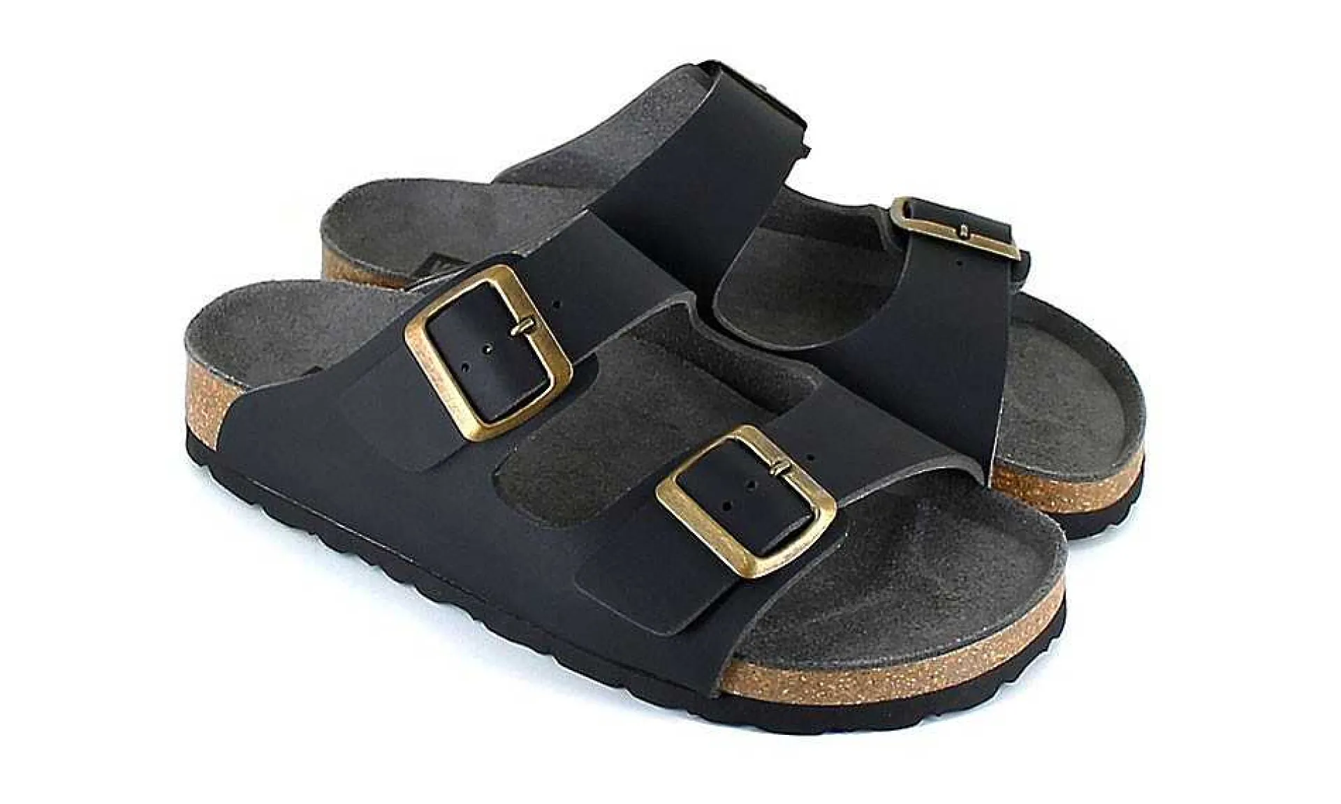 Damen Vegetarian Shoes Two Strap Sandal Black