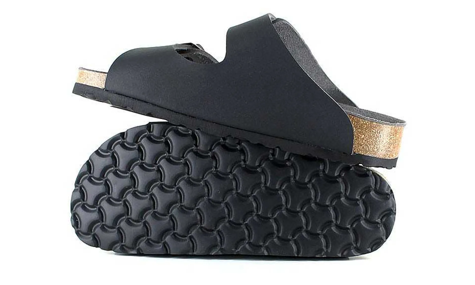 Damen Vegetarian Shoes Two Strap Sandal Black
