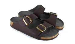 Damen Vegetarian Shoes Two Strap Sandal Brown